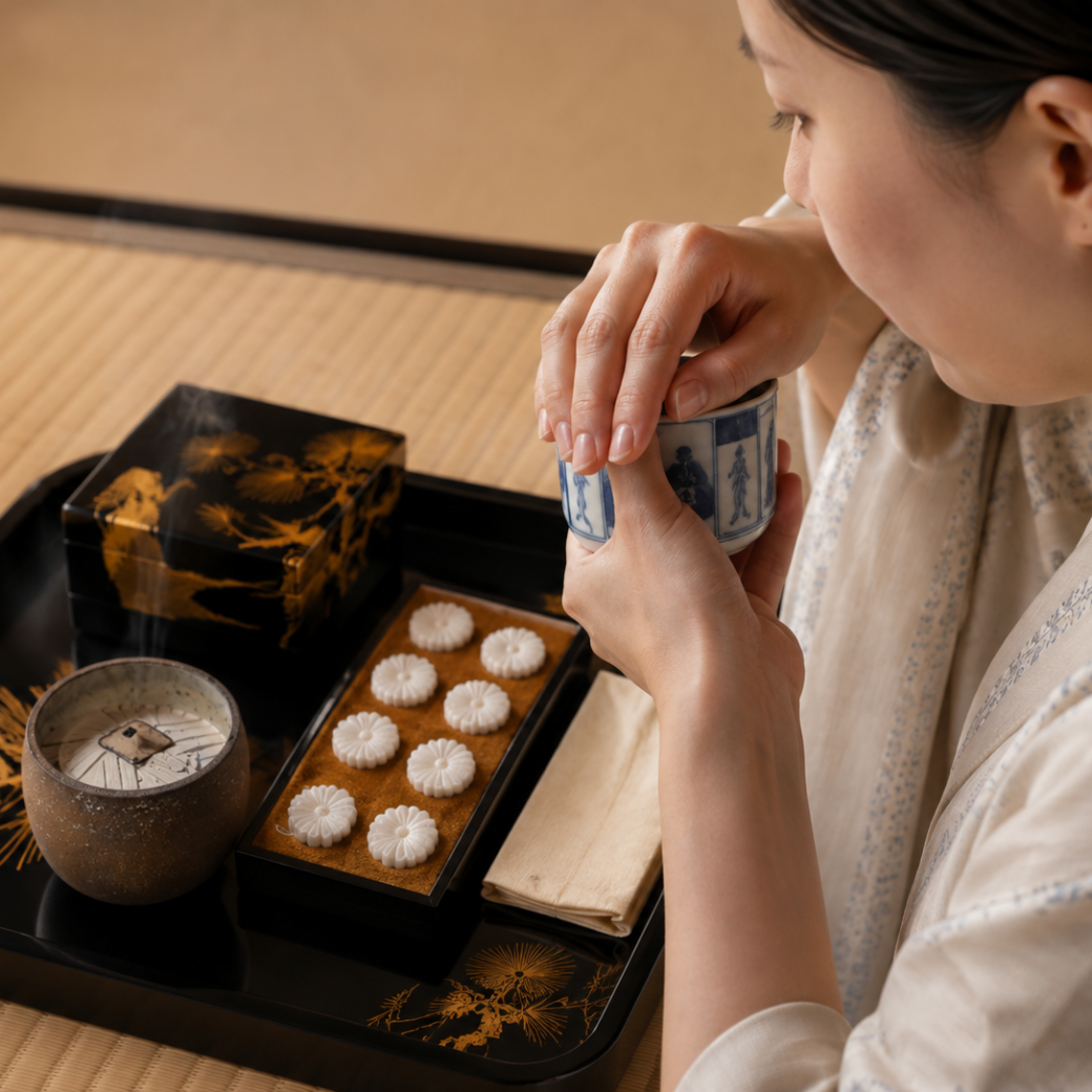 日本の美にふれる「香道三品大枝流の香道と花・茶の文化体験」